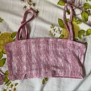 Velour pink crop bra tank top